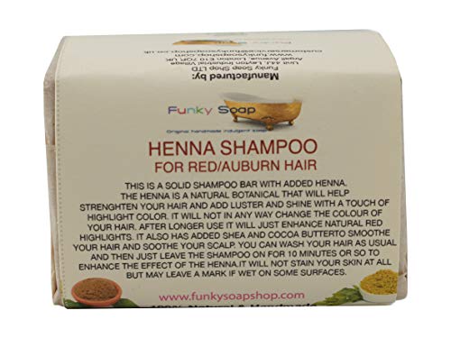 Funky Soap Henna Barra de Champú, 100% Natural Artesanal, 1 Barrita de 120g