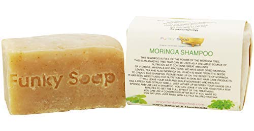 Funky Soap Moringa Champú Barra , 100% Natural Hecho a Mano, 1 Barra de 120g