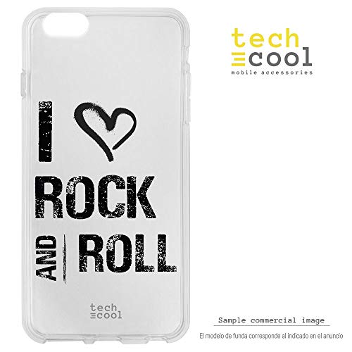 Funnytech® Funda Silicona para Sony Xperia X Compact [Gel Silicona Flexible, Diseño Exclusivo] I Love Rock and Roll Transparente