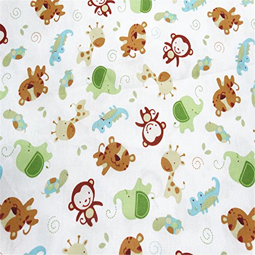 FUYA - Tejido de algodón para patchwork con motivo de mono, 160 x 100 cm, 2 piezas, para la decoración de ropa y sábanas infantiles