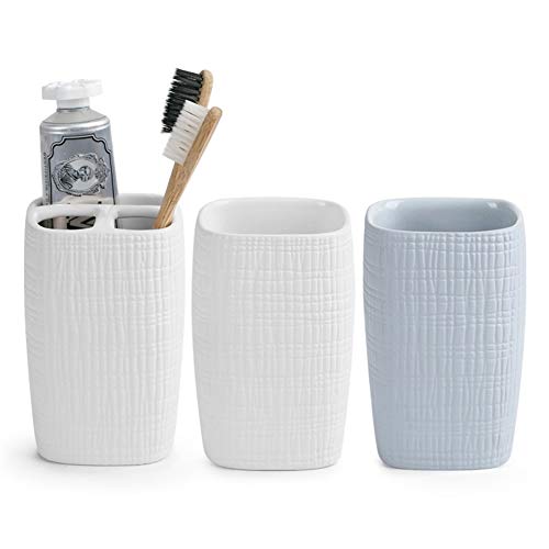 FxsD Accesorios de baño, Accesorios de baño for el hogar Material cerámico Creativo 3 juegos de taza de cepillo de dientes Soporte de cepillo de dientes Pareja Artículos de higiene personal, 9 combina