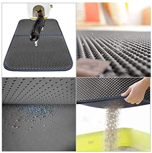 FXxswey Cat Litter Pad, Doble Capa Impermeable Alfombrilla Gato con, para Proteger el Suelo y la Alfombra (55 * 70cm)