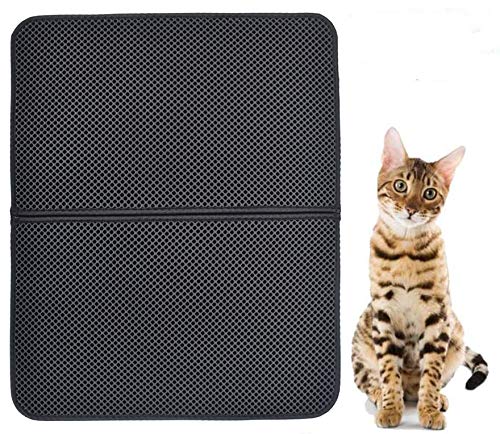 FXxswey Cat Litter Pad, Doble Capa Impermeable Alfombrilla Gato con, para Proteger el Suelo y la Alfombra (55 * 70cm)