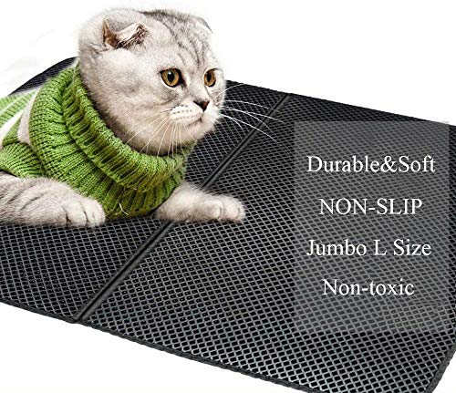FXxswey Cat Litter Pad, Doble Capa Impermeable Alfombrilla Gato con, para Proteger el Suelo y la Alfombra (55 * 70cm)
