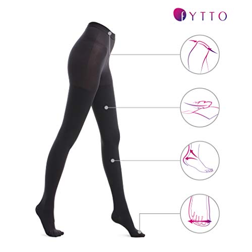 Fytto 1026 I Panty de Compresión Graduada de 15-20mmHg. Medias de Vuelo. Soporte Profesional de Punto Suave. Ideal día a día y viajes. Talla XL