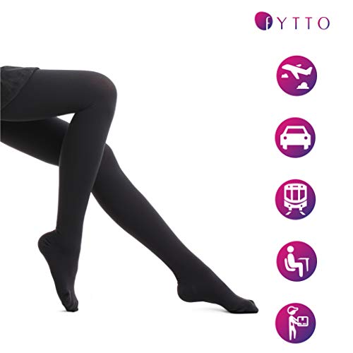 Fytto 1026 I Panty de Compresión Graduada de 15-20mmHg. Medias de Vuelo. Soporte Profesional de Punto Suave. Ideal día a día y viajes. Talla XL