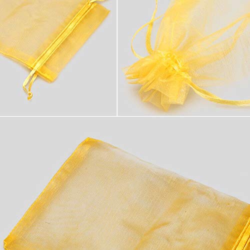 G2PLUS 100PCS Bolsas de Organza Dorado Bolsas de Organza de Regalo Bolsitas de Tela para Boda Favores y Joyas 10x15cm