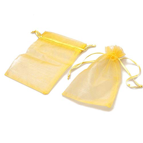 G2PLUS 100PCS Bolsas de Organza Dorado Bolsas de Organza de Regalo Bolsitas de Tela para Boda Favores y Joyas 10x15cm