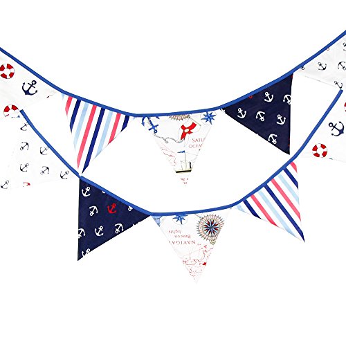 G2PLUS 3M banderines,Guirnalda de banderines con 12 banderines,para dormitorio de fiesta de cumpleaños o decoración de bodas(Azul)