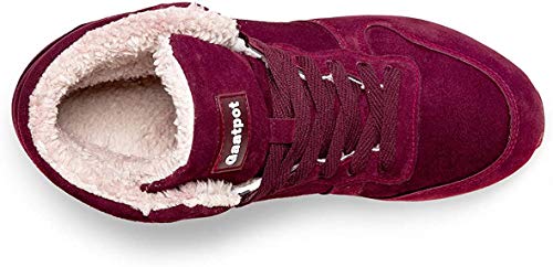 Gaatpot Zapatos Invierno Botas Forradas de Nieve Zapatillas Sneaker Botines Planas para Hombres Mujer Rojo EU 35.5 = CN 36