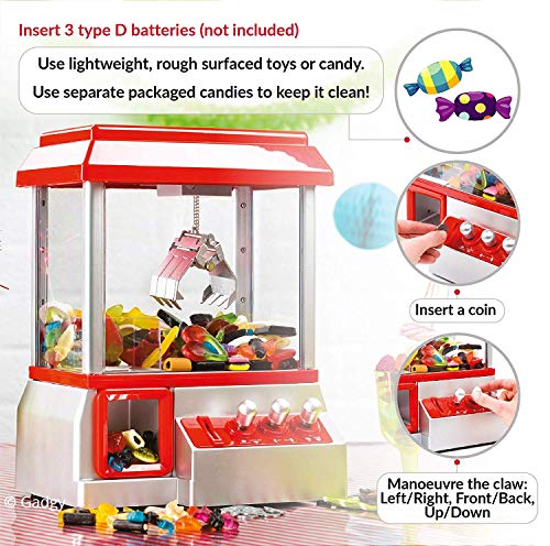 Gadgy ® Candy Grabber con Boton Silencio | Maquina de Garra | Juego de Dulces | Caramelo Grabber