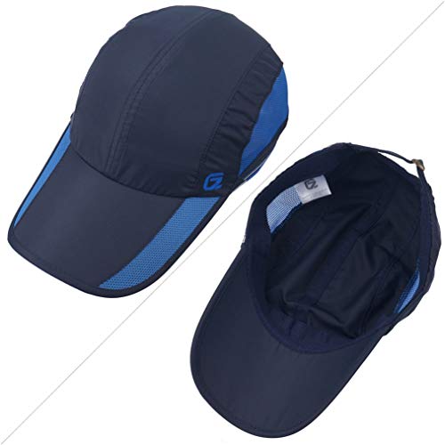GADIEMKENSD Quick Dry Sports Hat Lightweight Breathable Soft Outdoor Run Cap (Classic up, Navy)