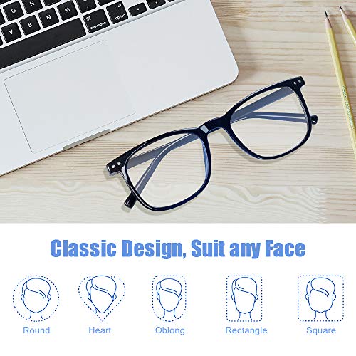 Gafas Bloqueo Luz Azul 2 piezas, Gafas Anti Luz Azul con Protección UV400, Gafas de Lectura Lentes Alta Transparencia, Gafas Ordenador Antideslumbrantesi Protegen la Fatiga Ocular de TV/PC, Unisex