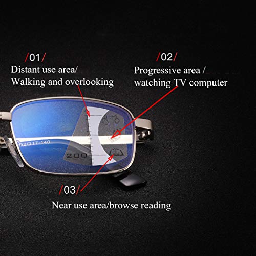 Gafas de Lectura Plegables Gafas de Lectura Multifocales Zoom Inteligente Lente de Zoom De BLU-Ray Almohadillas de Silicona para La Nariz Patillas Curvas Gafas de Lectura de Mediana Edad Y Ancianos