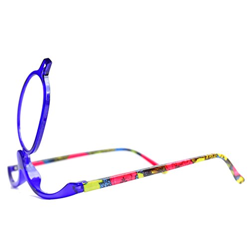 Gafas de Maquillaje, Gafas Para Maquillarse con Lente Abatible,Gafas con Lente que Gira Para Ayudarte con el Maquillaje con Funda Gratuita, Dioptrías +3.0 (Azul)