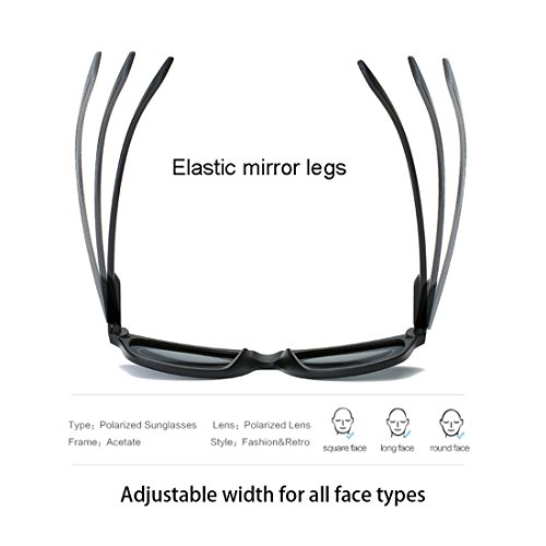 Gafas de sol polarizadas Mujeres Hombres niños Damas Unisex Protección UV400 Antideslumbrante con Estuche Gafas de sol de gran tamaño Retro Moda para Deportes conducción Pesca Negro Plástico gris