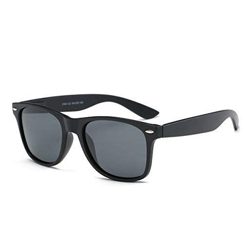 Gafas de sol polarizadas Mujeres Hombres niños Damas Unisex Protección UV400 Antideslumbrante con Estuche Gafas de sol de gran tamaño Retro Moda para Deportes conducción Pesca Negro Plástico gris