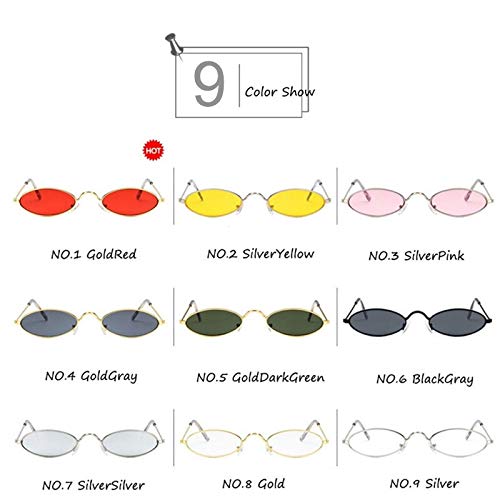 Gafas de Sol Sunglasses Gafas De Sol Ovales De Montura Pequeña para Mujer, Gafas De Espejo con Lente Oceánica, Fiesta De Aleación, Gafas De Sol Uv400, Gris Oscuro