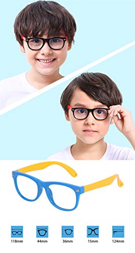 Gafas Ordenador Bebé Niños y Niñas (2-6 años) Lentes Anti-Luz Azul Anti-radiación Antireflejos Anti-fatigué Anti-UV Goma Flexible y Fundas