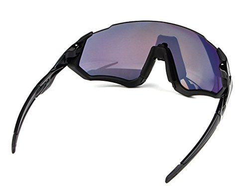 Gafas Polarizadas Deporte Bici Anti UV400 Gafas para Correr Running Antivaho con 3 Lentes Intercambiables Adaptadas También A Ciclismo Bicicleta De Montaña MTB,Black