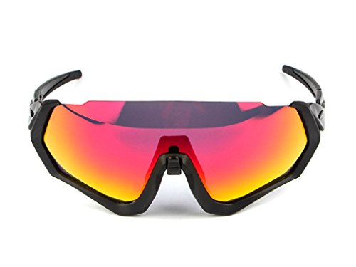 Gafas Polarizadas Deporte Bici Anti UV400 Gafas para Correr Running Antivaho con 3 Lentes Intercambiables Adaptadas También A Ciclismo Bicicleta De Montaña MTB,Black