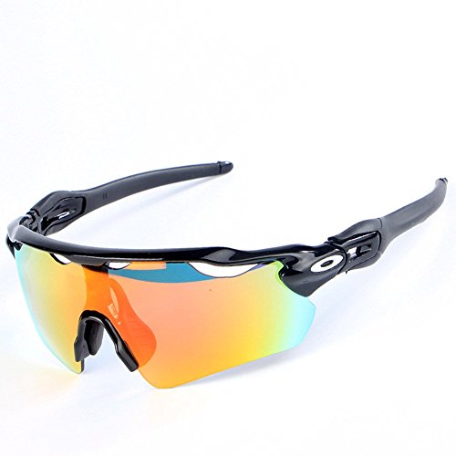 Gafas Polarizadas Deporte Bici Anti UV400 Gafas para Correr Running Antivaho con 5 Lentes Intercambiables Adaptadas También A Ciclismo Bicicleta De Montaña MTB,A