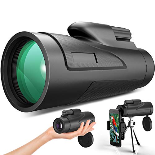 Gafild Monocular, 12 x 50 HD Monocular Impermeable monoculo telescopio portatil para Viajes de Caza, Juego de Pelota, Concierto con Adaptador de Soporte para Smartphone y trípode
