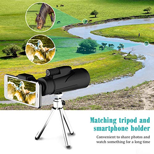 Gafild Monocular, 12 x 50 HD Monocular Impermeable monoculo telescopio portatil para Viajes de Caza, Juego de Pelota, Concierto con Adaptador de Soporte para Smartphone y trípode