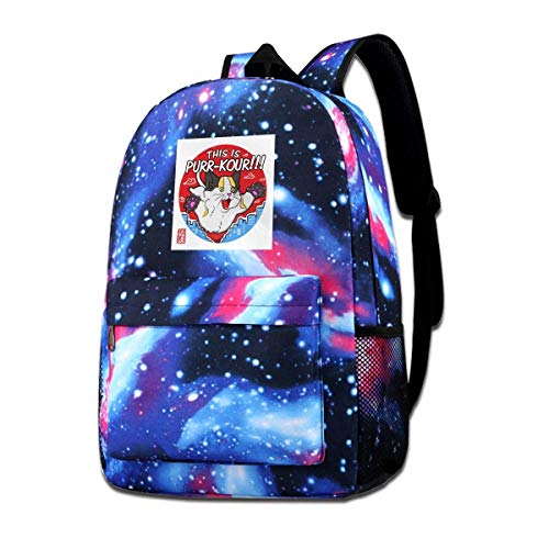 Galaxy Impreso Hombros Bolsa This Is Purr Kour Cat Parkour Free Running Fashion Casual Star Sky Mochila para niños y niñas