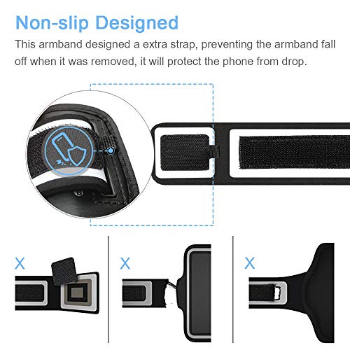 Galaxy S20+ S10+ S9+ S8+ Brazalete, JEMACHE Gimnasio Correr Ejercicio Banda de Brazo para Samsung Galaxy S20 Plus/S10 Plus/S9 Plus/S8 Plus con Clave Titular (Negro)