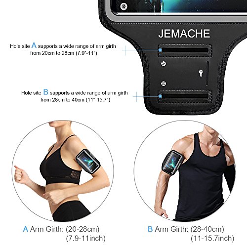 Galaxy S20+ S10+ S9+ S8+ Brazalete, JEMACHE Gimnasio Correr Ejercicio Banda de Brazo para Samsung Galaxy S20 Plus/S10 Plus/S9 Plus/S8 Plus con Clave Titular (Negro)