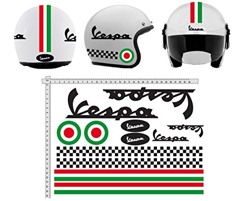 GamesMonkey Pegatinas Casco Kit Casco Vespa Nero NERÓN Italia Vinilo Viny Pulido Motocicletas, Bicicleta, monopatín