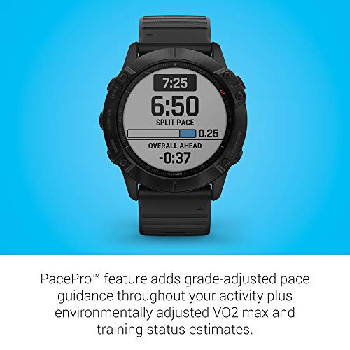 Garmin fēnix ​​6X PRO - Reloj GPS multideporte con mapas, música, frecuencia cardíaca y sensores, Negro con correa negra