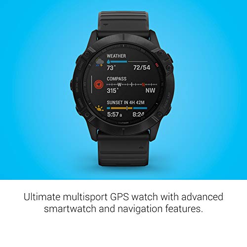 Garmin fēnix ​​6X PRO - Reloj GPS multideporte con mapas, música, frecuencia cardíaca y sensores, Negro con correa negra