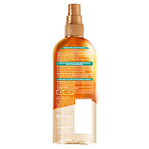 Garnier Ambre Solaire Natural Bronceador Autobronceador Aceite Seco, Bifase Autobronceado, Enriquecido con aceite de coco para piel bronceada luminosa e hidratada, 150 ml