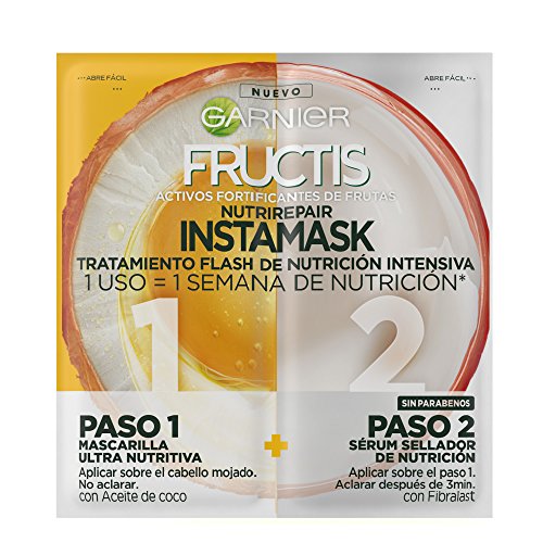Garnier Fructis Nutri Repair Instamask Tratamiento Capilar Flash de Nutrición Intensiva para Pelo Muy Seco 15+15 ml