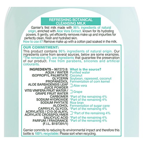 Garnier Natural Aloe Extracto de Leche Limpiadora 200ml