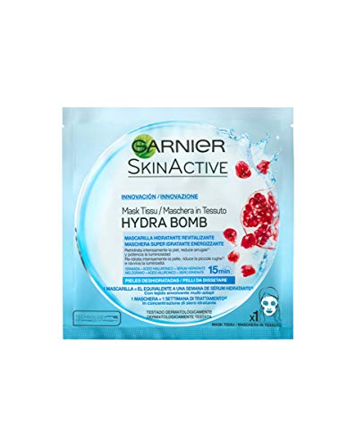 Garnier Skin Active Mascarilla de Tejido HydraBomb, Hidratante y Revitalizante, para Pieles Deshidratadas