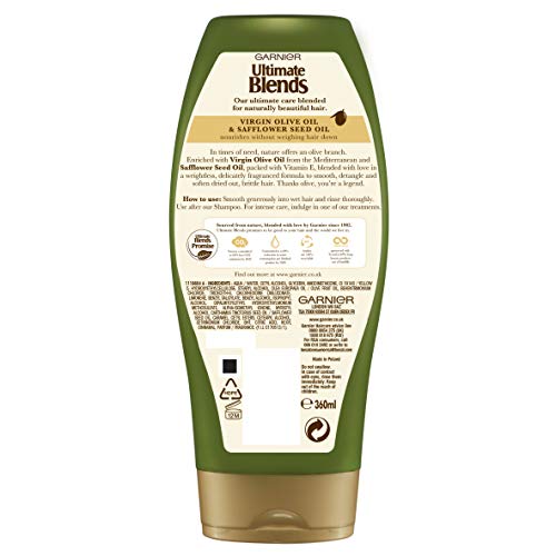 Garnier ultimate blends aceite de oliva seco cabello acondicionador, 360 ml, pack de 6