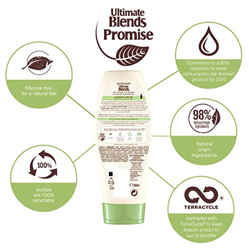 Garnier Ultimate Blends Acondicionador | Almendra Crush con leche de almendras y savia de agave nutrición diaria para cabello normal | 360 ml