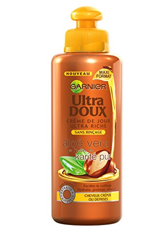 Garnier – Ultra Doux con aloe vera y aceite de karité puro – Crema de cuidado sin aclarado para cabello muy seco o rizado – Juego de 2 unidades