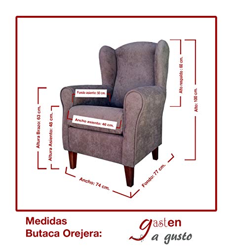 Gasten a gusto Sillón Butaca Orejera- Tela Anti-Manchas (Acualine), tamaño reducido para salón o Dormitorio. (Medidas : 103 * 74 * 78 cm.) para Ver la TV, Leer o Lactancia.… Gris Marengo