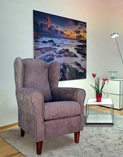 Gasten a gusto Sillón Butaca Orejera- Tela Anti-Manchas (Acualine), tamaño reducido para salón o Dormitorio. (Medidas : 103 * 74 * 78 cm.) para Ver la TV, Leer o Lactancia.… Gris Marengo