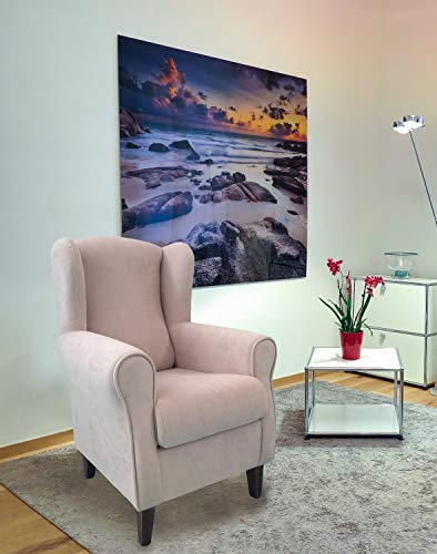 Gasten a gusto Sillón Butaca Orejera- Tela Anti-Manchas (Acualine), tamaño reducido para salón o Dormitorio. (Medidas : 103 * 74 * 78 cm.) para Ver la TV, Leer o Lactancia.… Beige