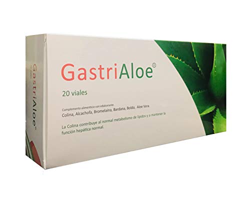 Gastrialoe Complemento Alimenticio a Base de Colina, Alcachofa, Bromelaína, Bardana, Boldo y Aloe Vera - Paquete de 20 x 10 ml - Total: 200 ml