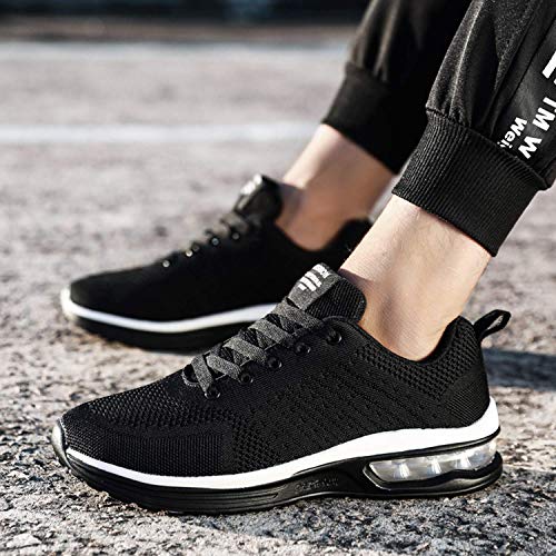 GAXmi Zapatillas Deportivas Mujer Zapatos de Malla Transpirables y Ligeros con Cordones y Cojín de Aire para Running Fitness Negro 40 EU (Etiqueta 42)