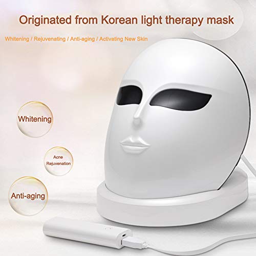 GBBG 7-Color LED Instrumento Facial de Belleza, Terapia de fotones Piel Herramientas de Cuidado, rejuvenecimiento de la Piel, Anti-acné Arrugas, y la Mejora Permanente de la Piel,A