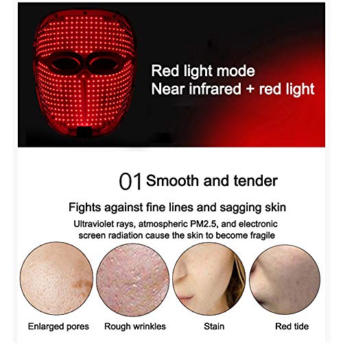 GBBG 7-Color LED Instrumento Facial de Belleza, Terapia de fotones Piel Herramientas de Cuidado, rejuvenecimiento de la Piel, Anti-acné Arrugas, y la Mejora Permanente de la Piel,A