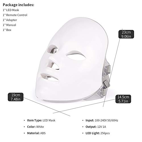 GBBG 7 Colores de luz LED Máscara Facial rejuvenecimiento de la Piel LED Máscara Facial de eliminación de Fototerapia Anti acné Cuidado de la Belleza Que blanquea la Arruga (Carga del USB)
