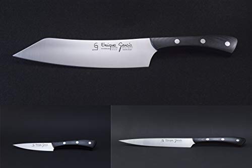 GC Enrique García Juego de Cuchillos de Cocina Profesional Japonés Kiritsuke con Multiusos Cocina 15 cm y Multiusos Cocina 10 cm